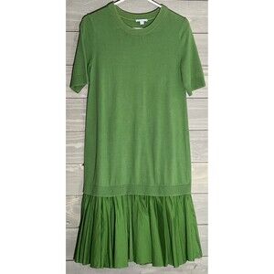 COS Knit Paneled Dress Drop Waist Green Womens S Modern Preppy
